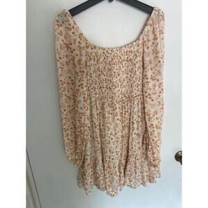 Altar'd State Floral Mini Dress - Cream and Orange